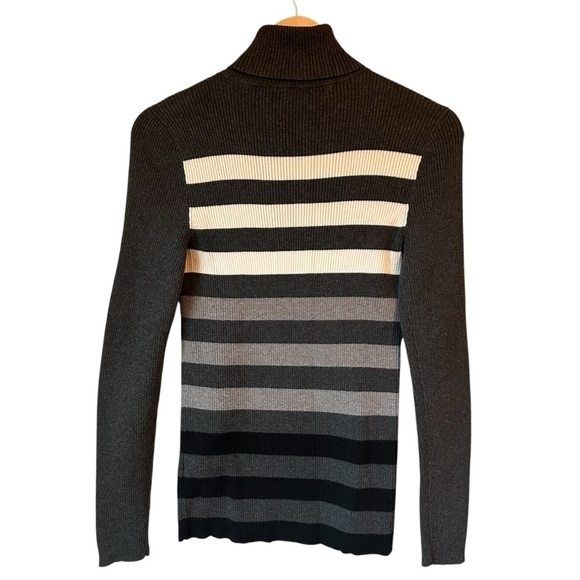 Ralph Lauren Women's Wide Striped Turtleneck Sweater - Black and Gray, Medium - Picture 6 of 10